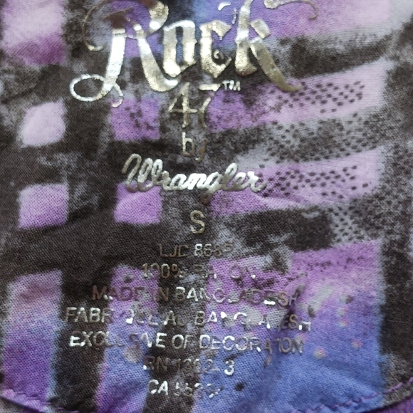 Rock 47 by wrangler purple plaid shirt - Picture 6 of 8